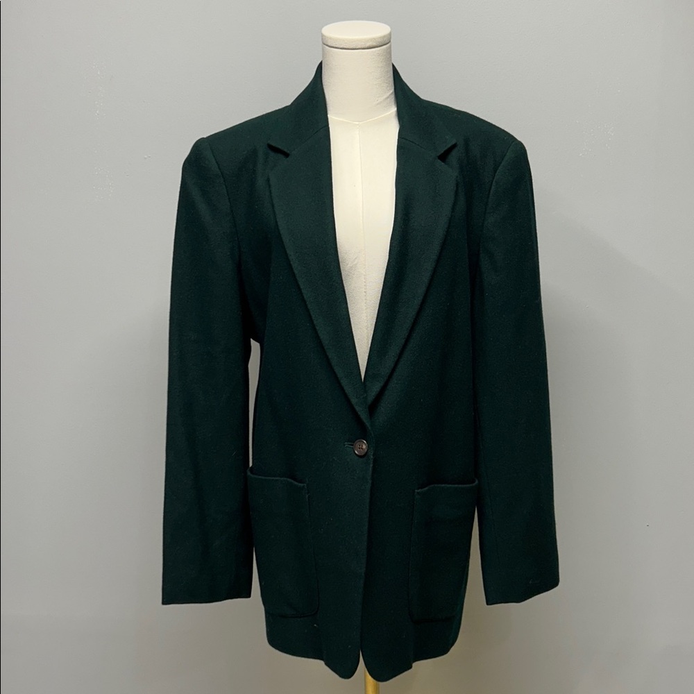Vintage J.Crew Wool Blend Blazer Dark Green Preppy Tailored Blazer Peacoat